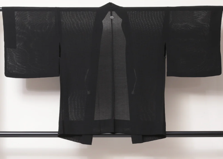 Summer Haori Black Haori Silk: Puffy Weaving