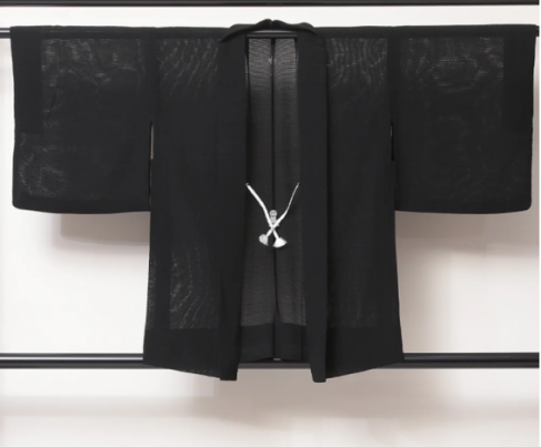 Summer Haori Black Haori Silk: Puffy Weaving